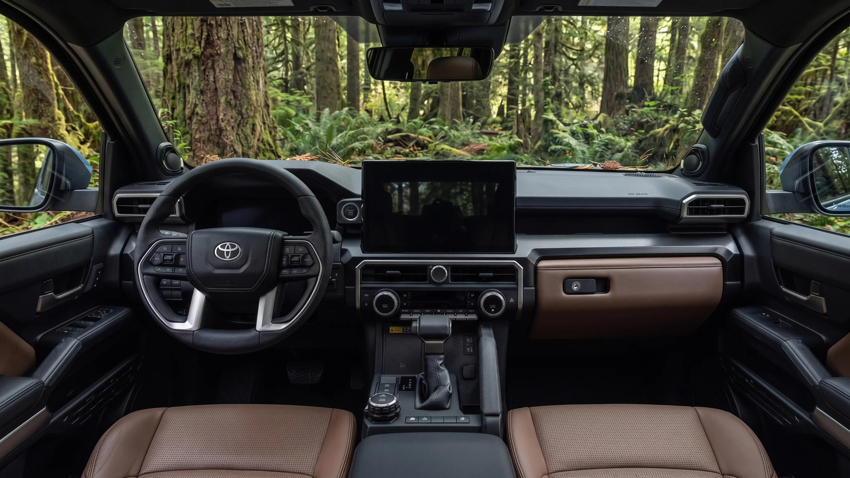 2026 Toyota 4Runner interior showing the dashboard, front seats, and multimedia touchscreen
