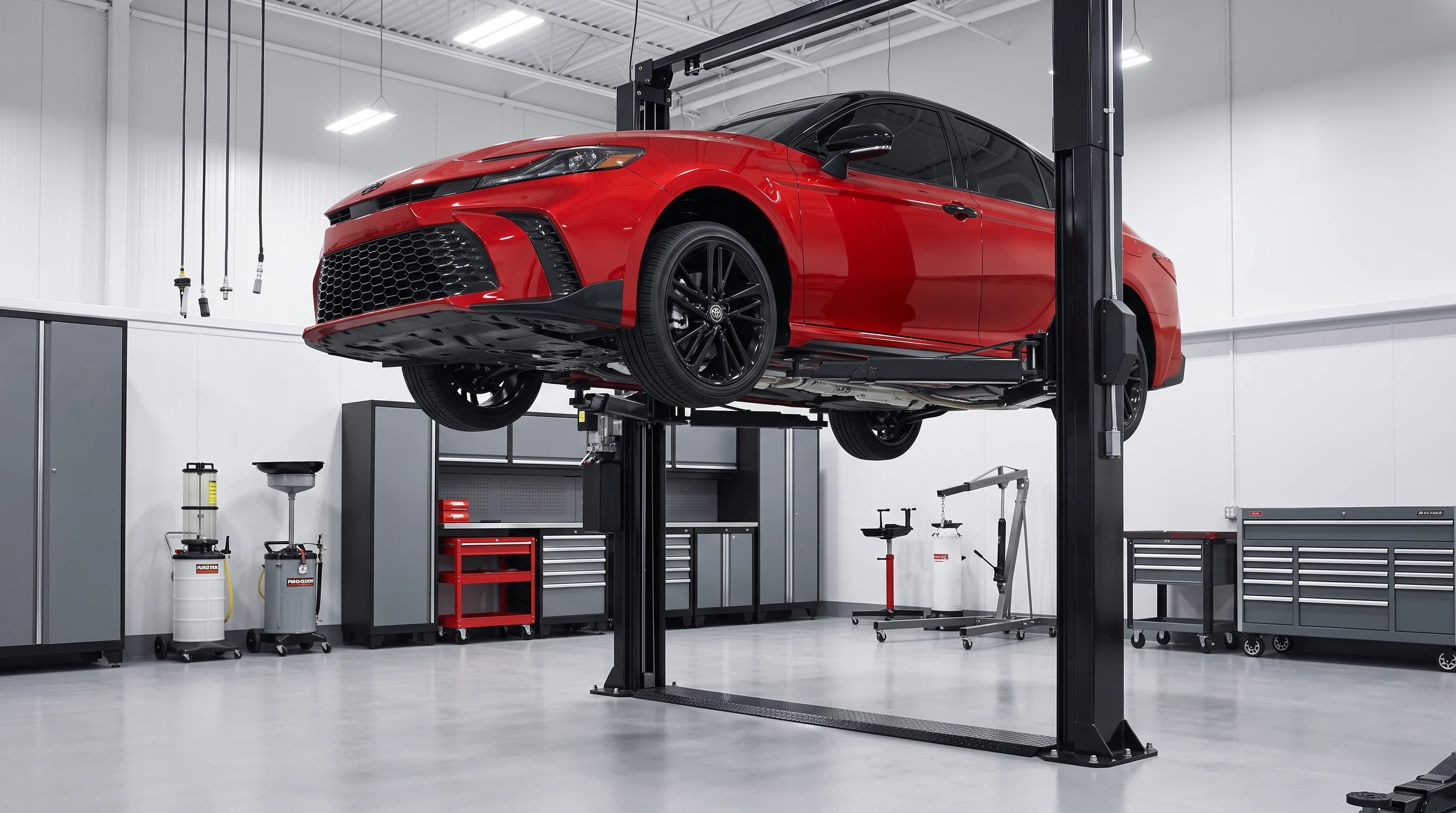 Toyota Camry undergoing scheduled maintenance service at Tustin Toyota in Tustin, CA