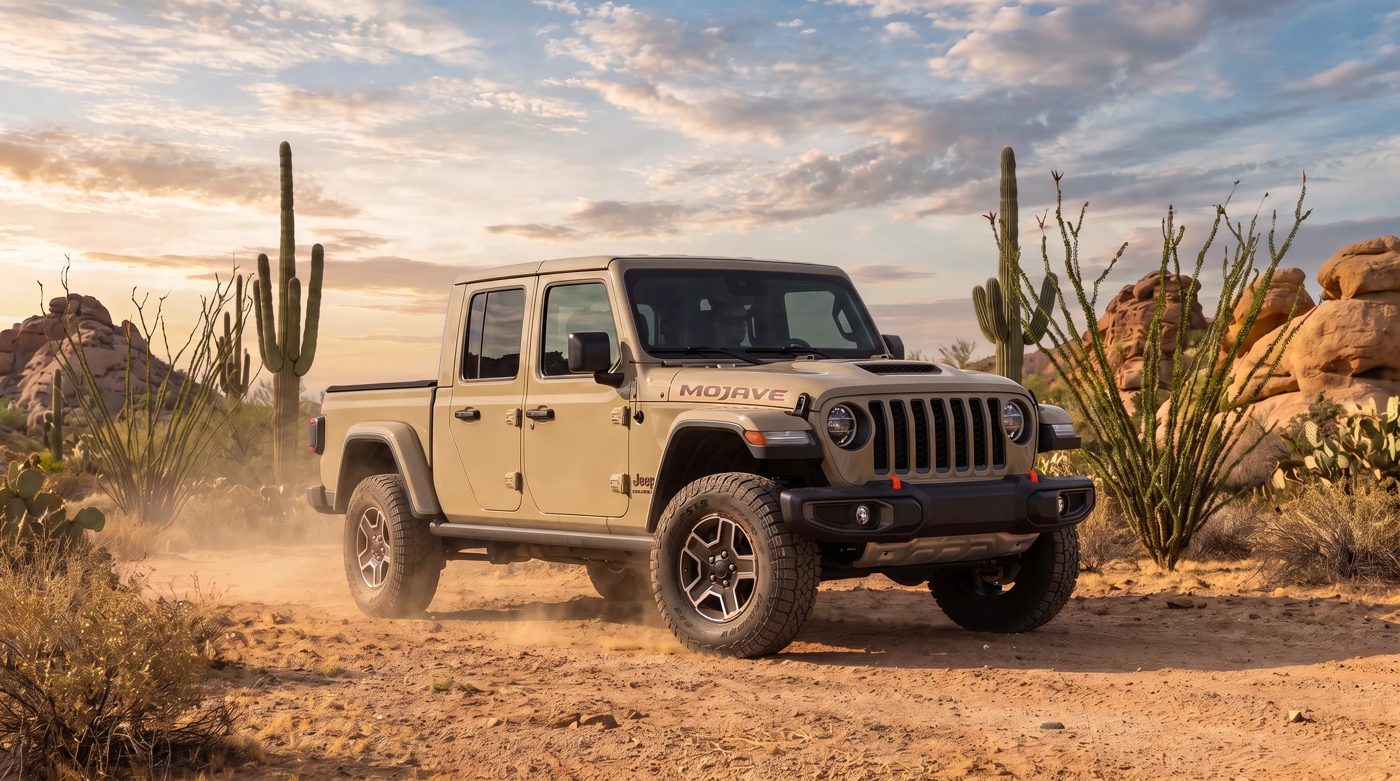 Jeep Gladiator Mojave Desert Rated midsize pickup on high desert terrain near Victorville, California