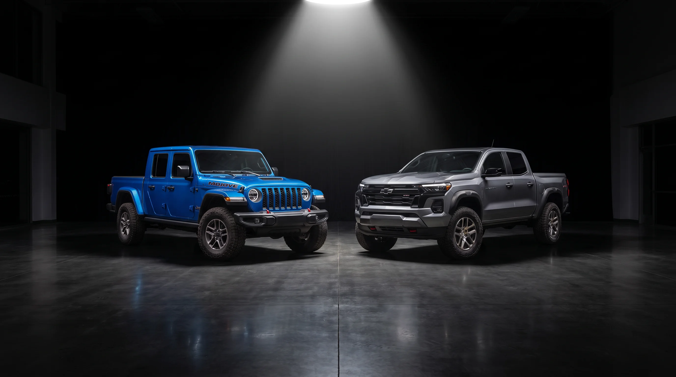Jeep Gladiator and Chevrolet Colorado midsize pickup trucks compared at Victorville Motors in Victorville, CA